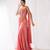 Rose pink embroidered chinon pre draped saree set