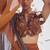 Rust brown embroidered shimmer crepe pre draped saree set