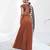 Rust brown embroidered shimmer crepe pre draped saree set