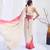 Ivory pink embroidered belt satin pre draped saree set