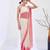 Ivory pink embroidered belt satin pre draped saree set