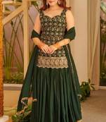 Green georgette  party wear embroidery suit set