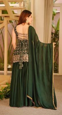 Green georgette  party wear embroidery suit set 4