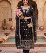 Premium black ethnic kurti with sharara and embellished dupatta set
