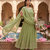 Elegant pista green embroidered anarkali kurta set with mirror work dupatta