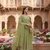 Elegant pista green embroidered anarkali kurta set with mirror work dupatta