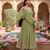 Elegant pista green embroidered anarkali kurta set with mirror work dupatta