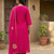 Fuchsia Pink Pure Mal Chanderi Hand Gota Patti Cotton Salwar & Kurta Mul Cotton Dupatta Set of 3