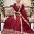 RED FRANCH SILK PARTY WEAR EMBROIDERY TOP LEHENGA