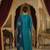 Turquoise Pure Silk zari Embroidered Kurta with Mul Chanderi applique work Dupatta and Cotton Pant Set of 3