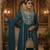 Blue Pure Mul Chanderi Embroidered yoke Gathered Detail kurta with Mul Dupatta & Cotton Palazzo Set of 3