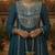 Blue Pure Mul Chanderi Embroidered yoke Gathered Detail kurta with Mul Dupatta & Cotton Palazzo Set of 3