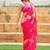 Red colour soft tebi silk digital print saree with moti handwork
