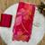 Red colour soft tebi silk digital print saree with moti handwork