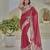 Coral colour silver crunchy embroidered saree with mono silk blouse