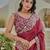 Coral colour silver crunchy embroidered saree with mono silk blouse
