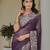 Purple colour silver crunchy embroidered saree with mono silk blouse