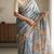 Grey colour cotton erode weaving saree with digital deer & floral print