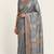 Grey colour cotton erode weaving saree with digital deer & floral print