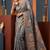 Grey colour cotton erode weaving saree with digital deer & floral print
