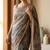 Grey colour cotton erode weaving saree with digital deer & floral print
