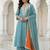 Powder Blue Mal Chanderi Dupatta and Palazzo Set with Gota Work details on neck and sleeves Set of 3