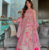 Pink Floral Print Gown Suit Set Stylish Suit Set With Dupatta