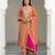 Peach Mal Chanderi Dupatta and Palazzo Set with Gota Work details on neck and sleeves Set of 3
