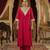 Cherry Red Pure Silk Kaftan Kurta and Pant with Gota Lace Detail on Neck & Sleeves Set of 2