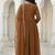 Brown Mal Chanderi Embroidered Yoke Gathered Detail Kurta with Organza Dupatta & Cotton Pant Set of 3