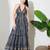 women's printed halter neck anarkali maxi dress printed poly muslin