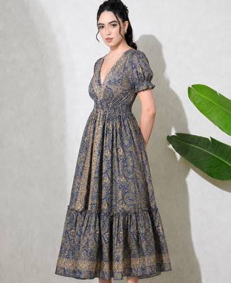 women's printed halter neck anarkali maxi dress , printed poly muslin 3