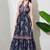 women's printed halter neck anarkali maxi dress , printed poly muslin