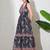 women's printed halter neck anarkali maxi dress , printed poly muslin