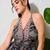 women's printed halter neck anarkali maxi dress , printed poly muslin