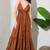 Multicolor paisley printed georgette strappy v-neck flared maxi dress for women ,  printed poly muslin