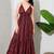 Multicolor paisley printed georgette strappy v-neck flared maxi dress for women ,  printed poly muslin
