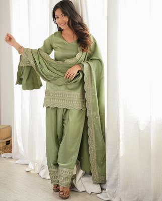 Silk Salwar Suit Designer Suit Set With Dupatta 1