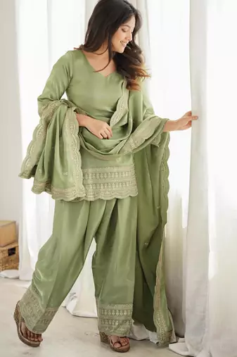 Silk Salwar Suit Designer Suit Set With Dupatta