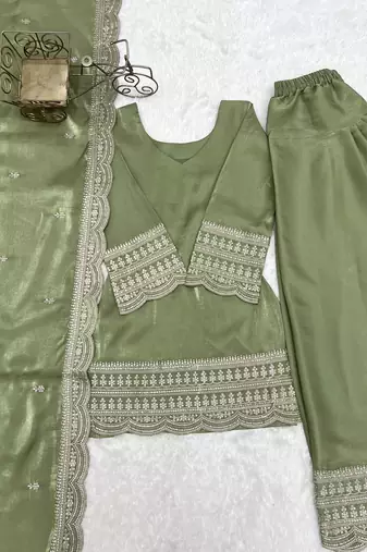 Silk Salwar Suit Designer Suit Set With Dupatta