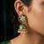 Green meenakari kundan jhumka earrings for women