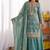 Blue Colour Sharara Suit Set Embroidered Kurti Suit Set With Dupatta
