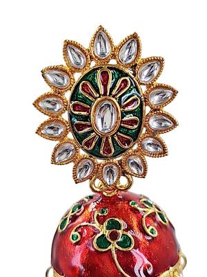 Traditional gold-plated meenakari kundan jhumka earrings for women & girls 4