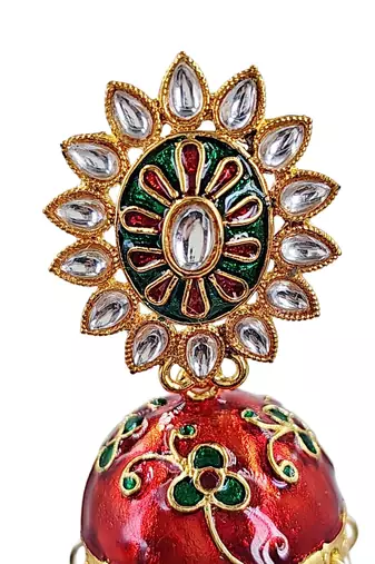 Traditional gold-plated meenakari kundan jhumka earrings for women & girls