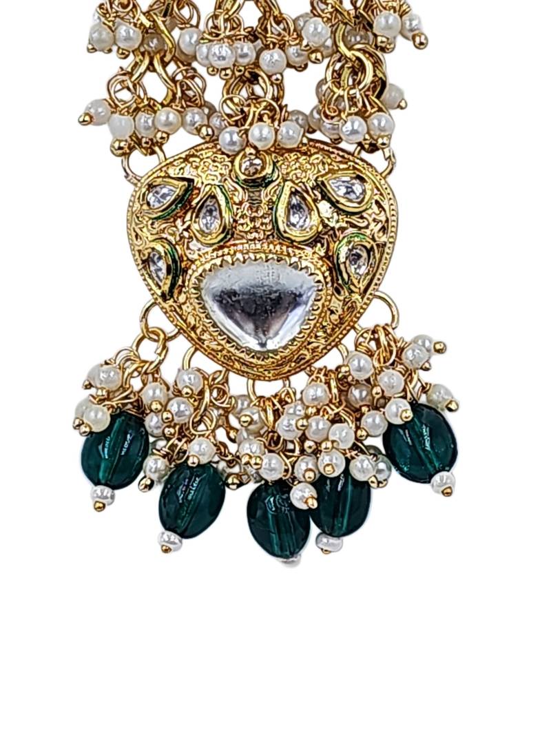 Gold plated kundan long jhumka earrings for women