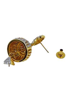 Gold plated multicolor cz american diamond jhumka earrings for women 4