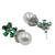 Green stone floral stud pearl drop earrings for women