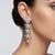 Silver plated cubic zirconia floral long drop earrings for women and girls