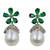Green stone floral stud pearl drop earrings for women