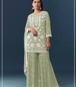 Pista chiffon georgette sharara salwar suit collection semi stitched